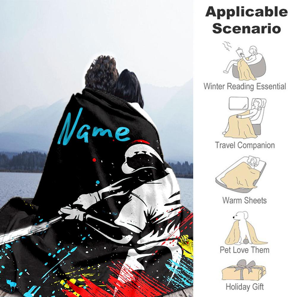 Softball Stick Style Personalized Name Blanket Throw Personalized Blanket Soft & Cozy Suitable for Nap Chair Home Decor Living Room