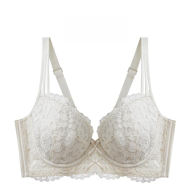 Underkläder Dam Tunn Spets Mjuk Stålring Anti Hängande Samlande Justerbar Bröstform Rak BH