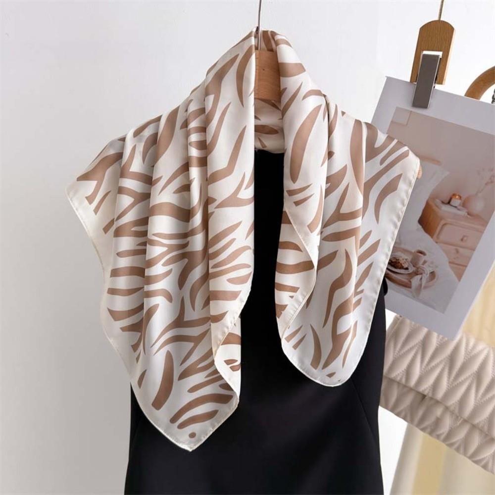 Patterned Shawl 90 CM Square Scarf Lightweight Printed Silk Scarf Stripes Square Headscarf  Women