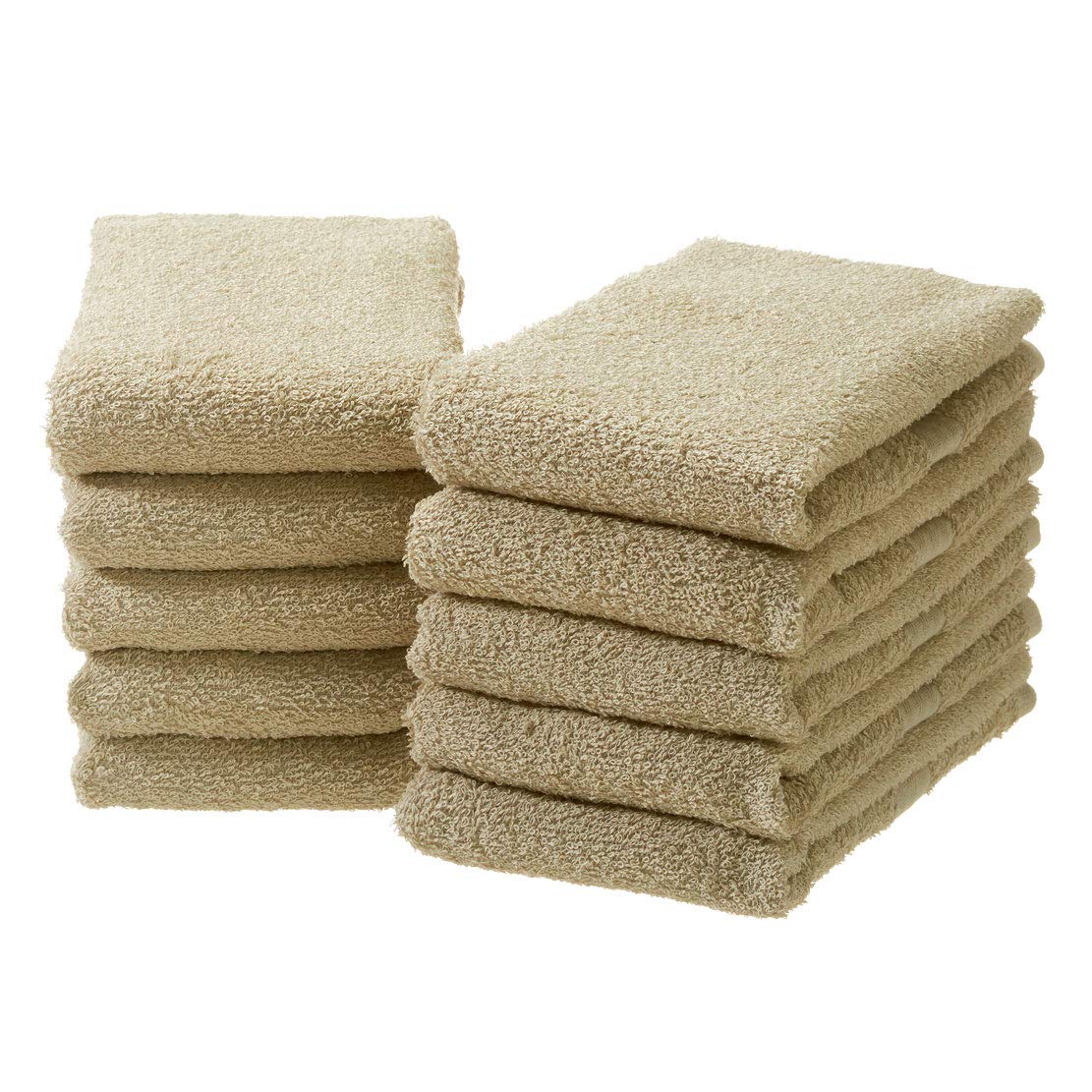 

Set of 10 Professional Face Towels, 240 Momme, Made in Japan, Senshu Towels (Approx. 33 x 90cm), Beige