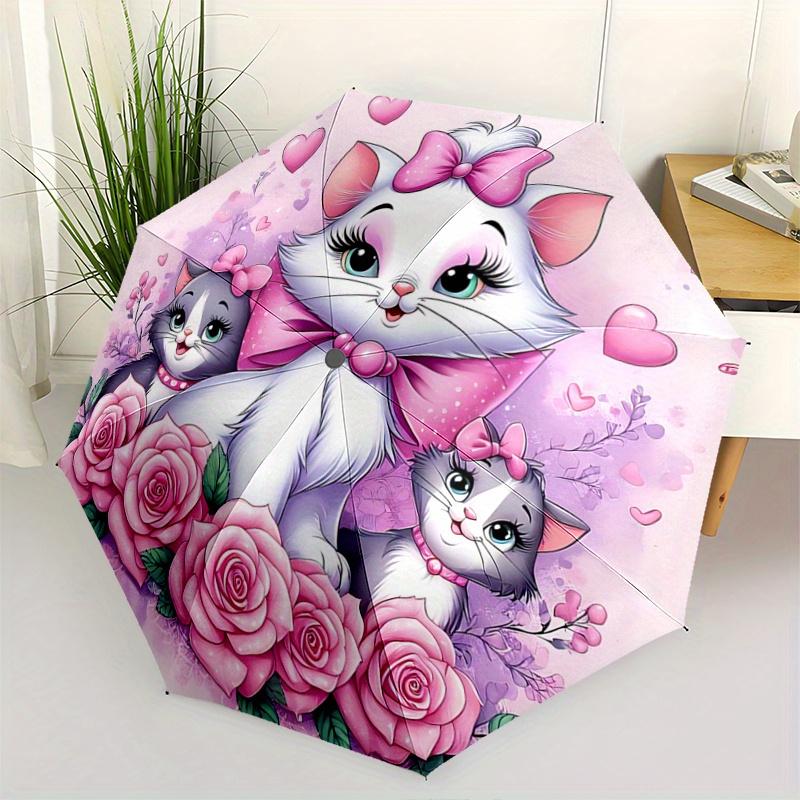 

1pc Marie Cat Automatic Opening and Closing Umbrella - Small Umbrella Suitable for Various Occasions, Portable 3-Fold Small Umbrella for Men