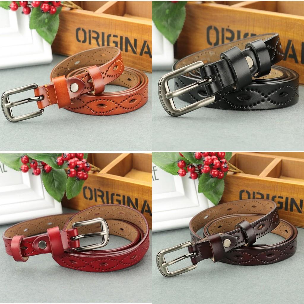 Leaf Genuine Graphic Leather Women Waist Belt Retro Pin Closure Daily Decoration