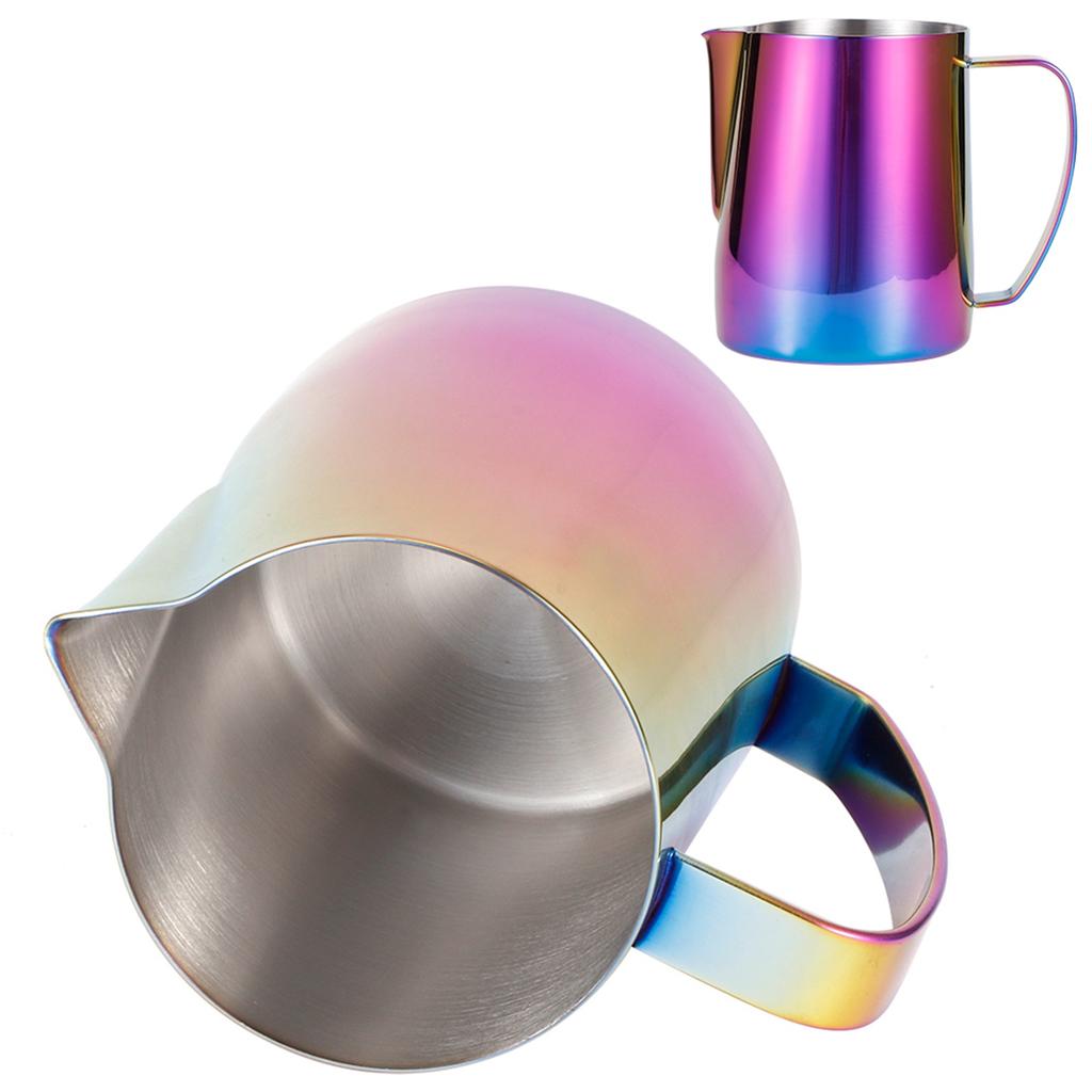 Coffee Cup 304 Stainless Steel Milk Frothing Pitcher Mug with Handle for Latte ArtColorful Purple 600ml