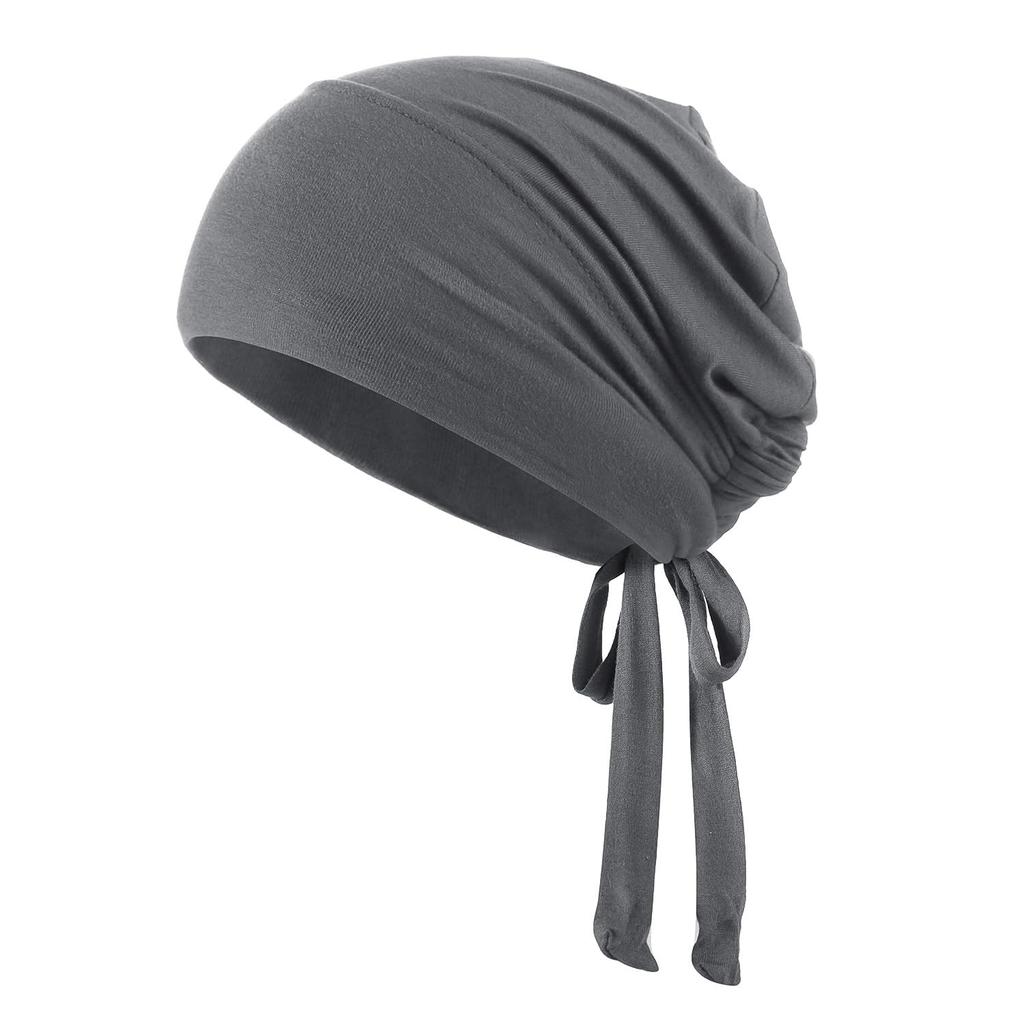 Ethnic Hair Solid Hair Care Cap with Headwear for Hair Loss and Breathable and Perfect for Everyday and Set of 2 Dark Women's Turban, Simple, Color,