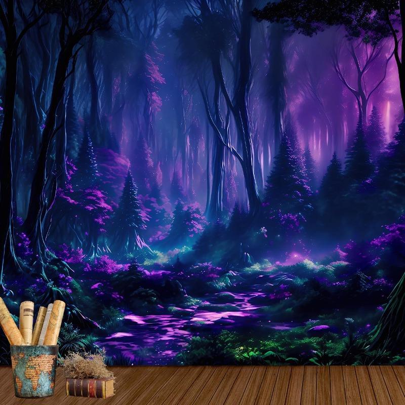 

VIKAMA Secret Violet Forest Tapestry Gradient Study BB Cafe Decoration Parchment Scrolls Fantasy Room Decoration 74x94cm(29x37in)