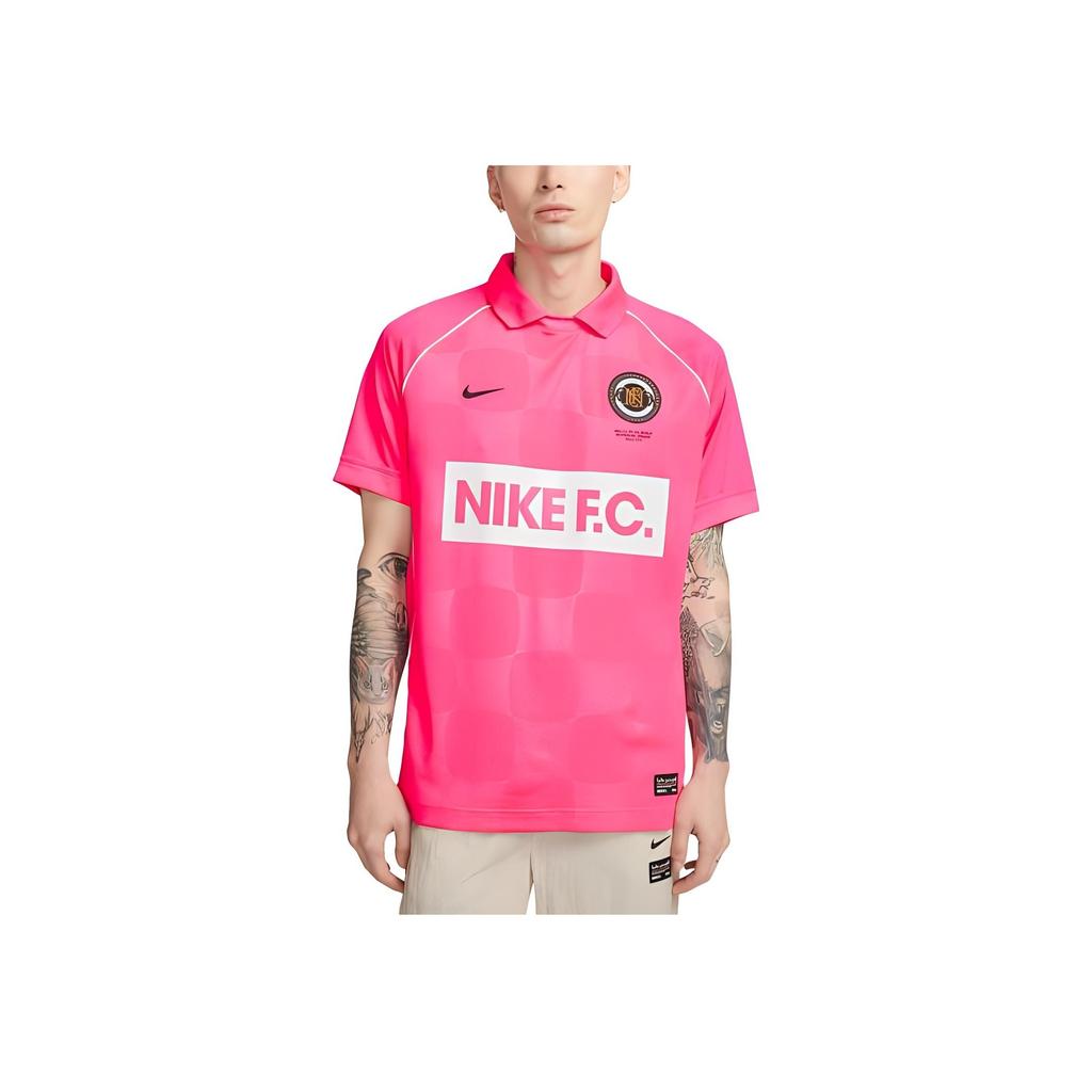 Nike Letter Print Polo Quick-Dry Loose Short Sleeve Soccer Shirt Men Tops Hot-Pink DQ5046-639