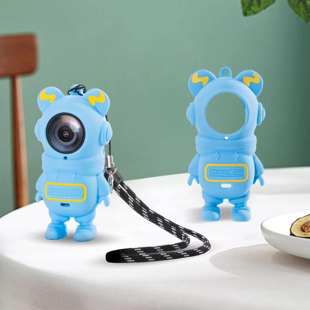 Silicone Protective Cover Cartoon Anti-Scratch Camera Lens Cap Anti-Drop with Lanyard Full Protector Case for Insta360 GO 3/3S