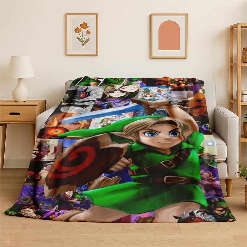 Classic Game ZZelda Cartoon Link Flannel Blanket Soft Warm Throw Blanket for Bedroom Living Room Bed Travel Camping Picnic