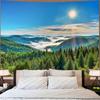 Nature Forest Mountain Tapestry Green Pine Tree Sunshine Jungle Tapestry for Bedroom Aesthetic Plant Mountain Landscape