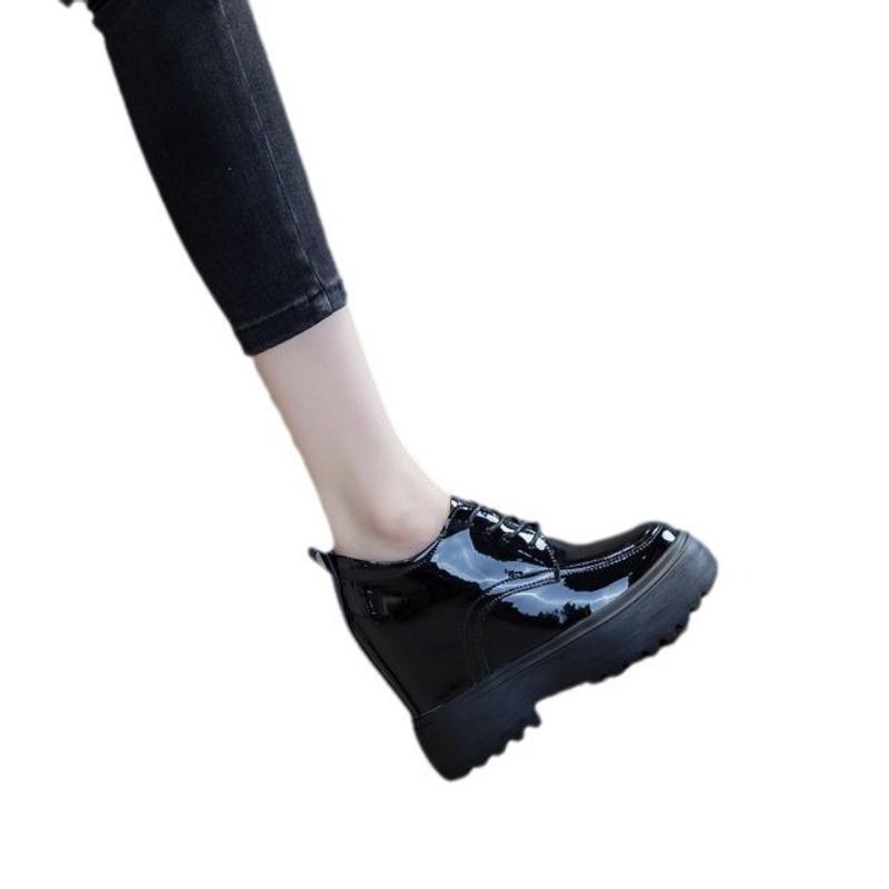 Fashion 11CM Platform Wedge Hidden Heel Women Casual Shoes Chunky Sneakers Microfiber Leather Female Shoes Spring Autumn