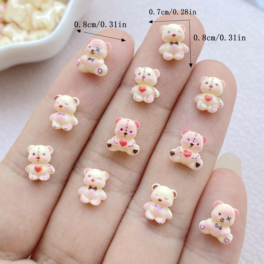 100 Stück Süße Mini Cartoon Kleiner Bär Nail Art Harz Designer Anhänger DIY Basteln Für Nagel 3D Dekorationen Schmuck