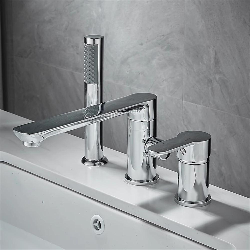 Brushed Gold Bathtub Faucet Widespread Bathtub Sink Mixer Tap black Brass Bathroom Bath Shower Faucet with Hand shower Head