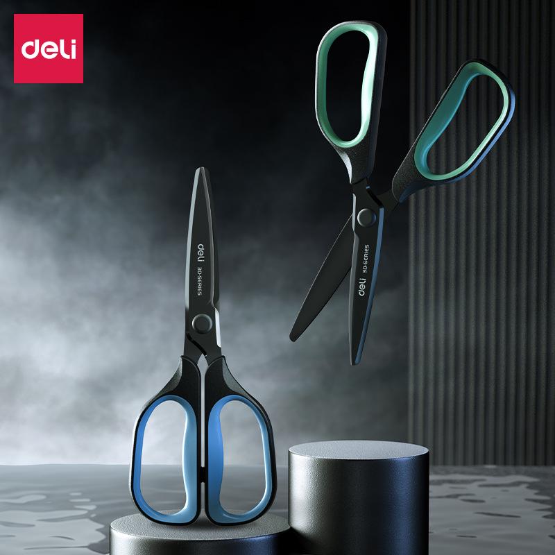 Deli Rustproof Black Blade Large Scissors, Stainless Steel Safety Scissors for Office and Household Paper Cutting