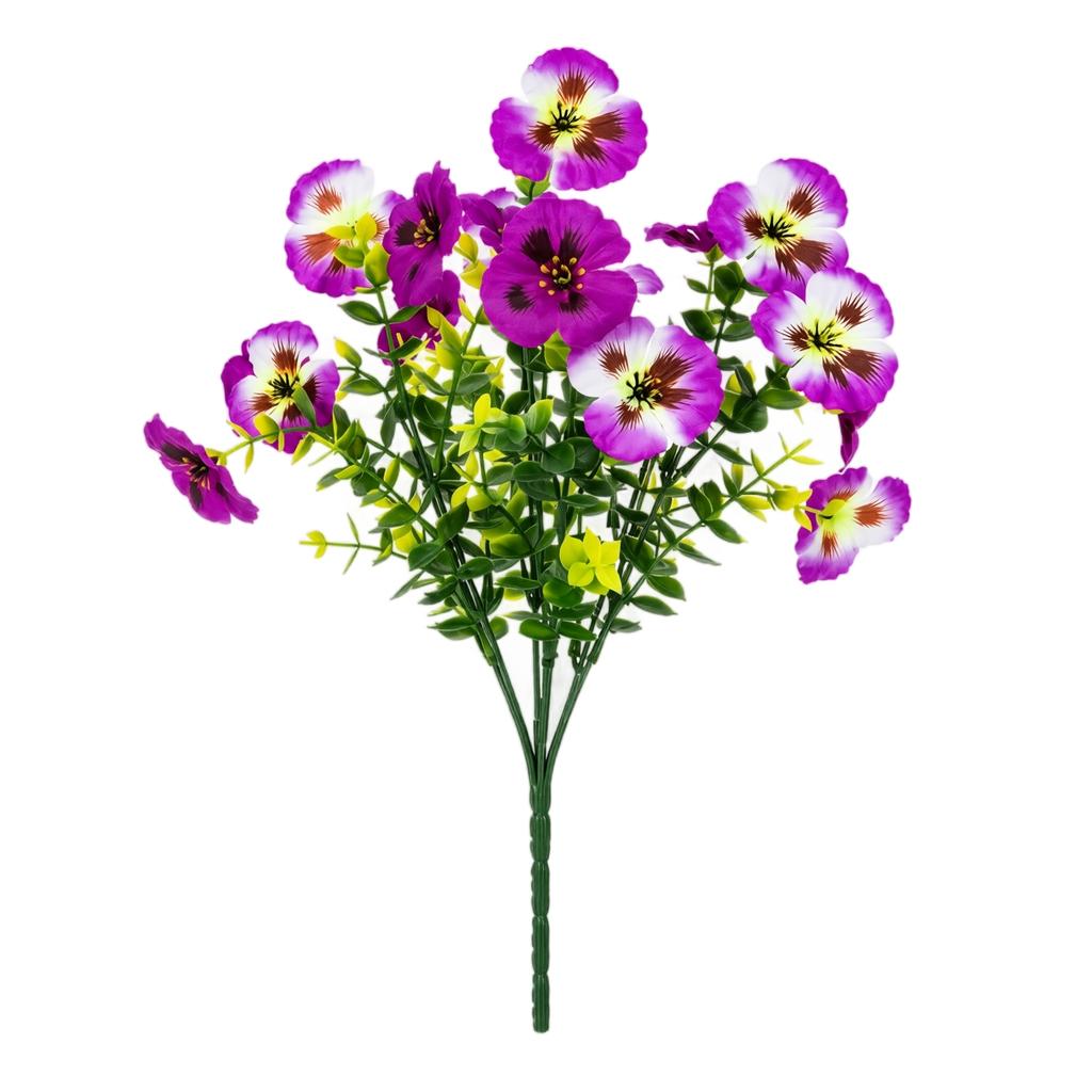 Artificial Pansy and Viola Bouquet, Silk Flowers for Outdoor Patio Balcony Planter Arrangements