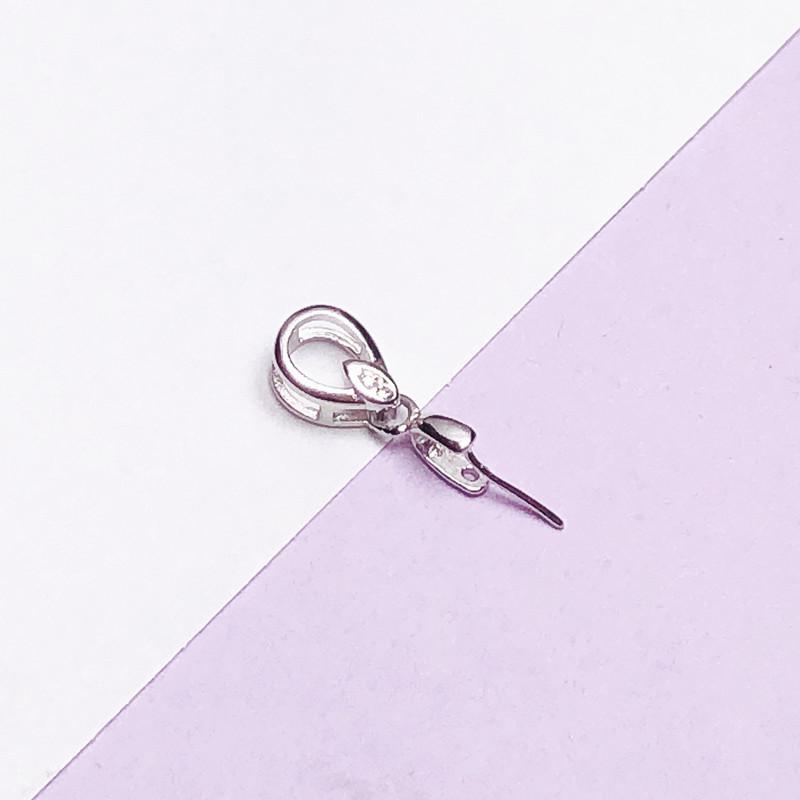 S925 Sterling Silver Jade Guanyin Pendant with Oblique Hole Necklace Buckle