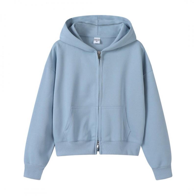 Womens Oversized Hooded Zip-Up Sweatshirt Lightweight Cotton Blend Casual Top