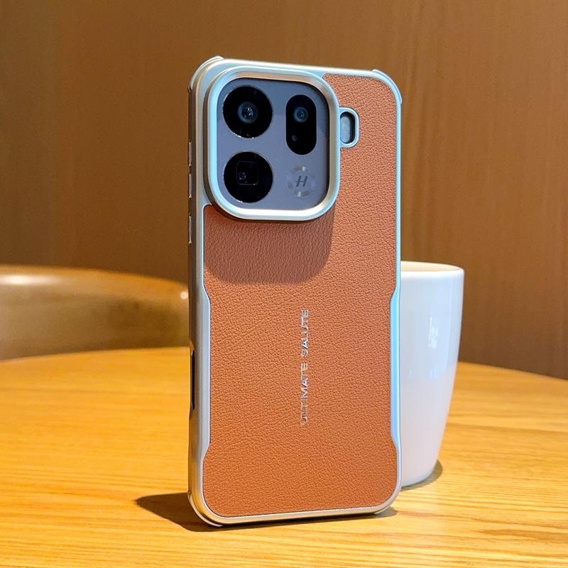 Custodia magnetica con lama in pelle PU semplice + Bordo argentato Paraurti per lente per OPPO Find X9 Pro X9