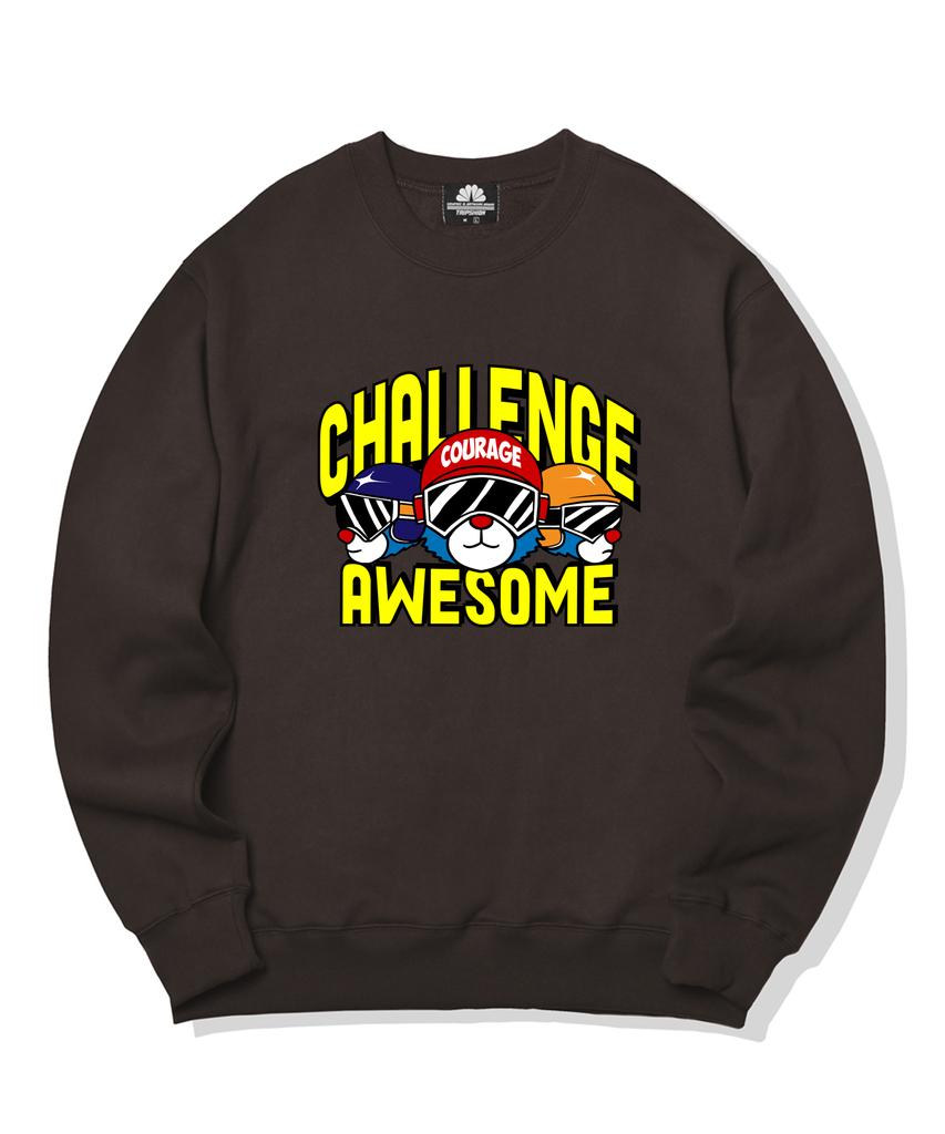 TRIPSHION Awesome Triple Bear Graphic Crewneck - Brown