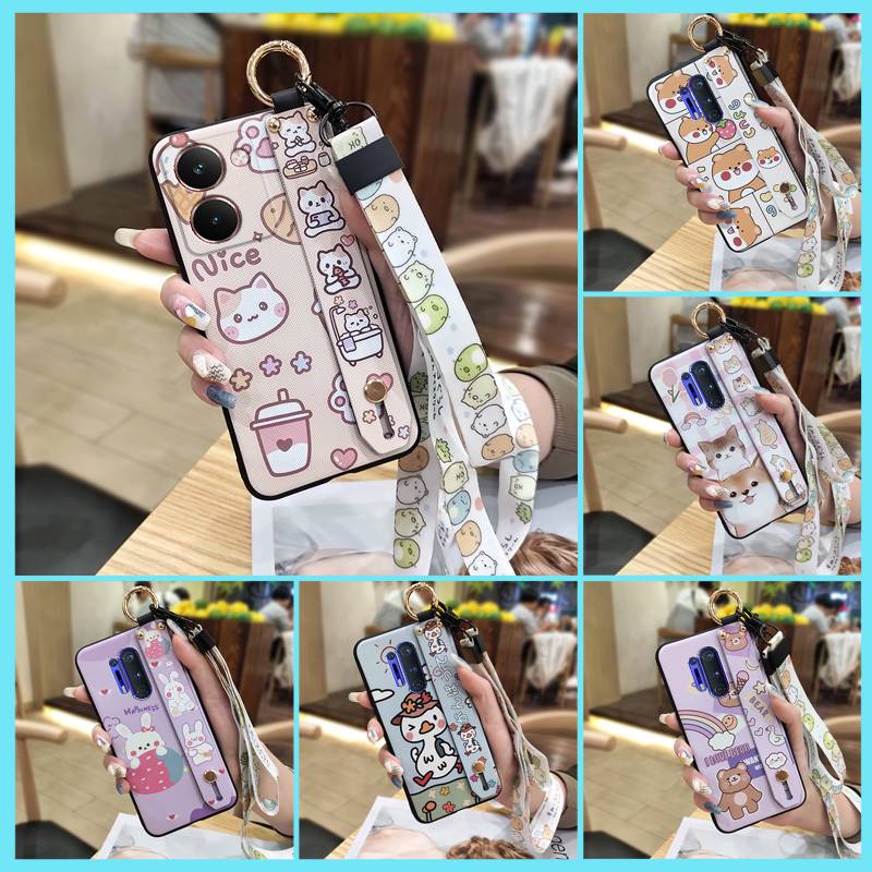 Wristband Cartoon Phone Case For Realme P3 Ultra 5G Anti-knock Lanyard Silicone Wrist Strap Waterproof Phone Holder Cute