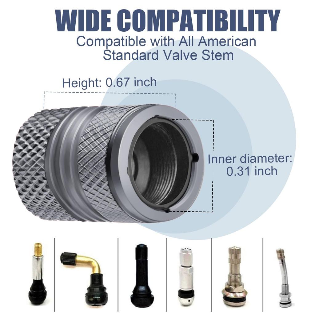 Tire Valve Stem Caps - 4 Pack Corrosion Resistant Premium Anodized Alloy Tire Air