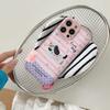 Striped Polka Dot Embroidery Puppy Apple 17promax Mobile Phone Case New iPhone16 Women's Autumn and Winter Drum Bag Anti-drop