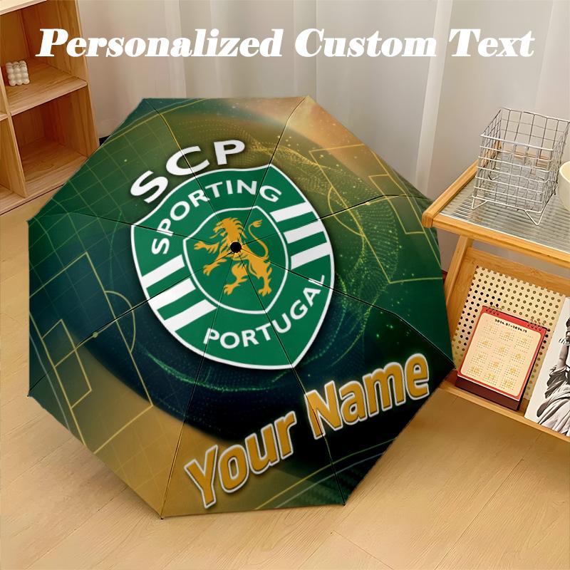 8 Rib Auto Folding Umbrella Sporting CP Print Custom Name Text Portable Rain Gear