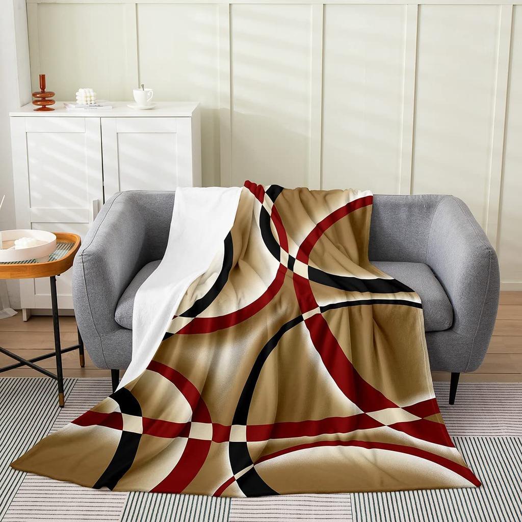 Geometric colored patterns digital-printed polyester Bedroom velvet flannel soft sofa cover blanket Fleece sofa cover blankets