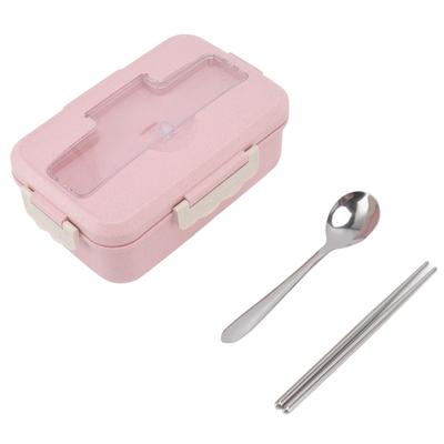 Bento Box Thermal Bento Lunch Box with Spoon and Chopsticks for Adults Kids Students(Nordic Pink