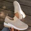 Women's Single Shoes Summer Thick Sole Knitted Full Drill Sports Shoes Casual Comfort Increase Nonslip Training Shoes