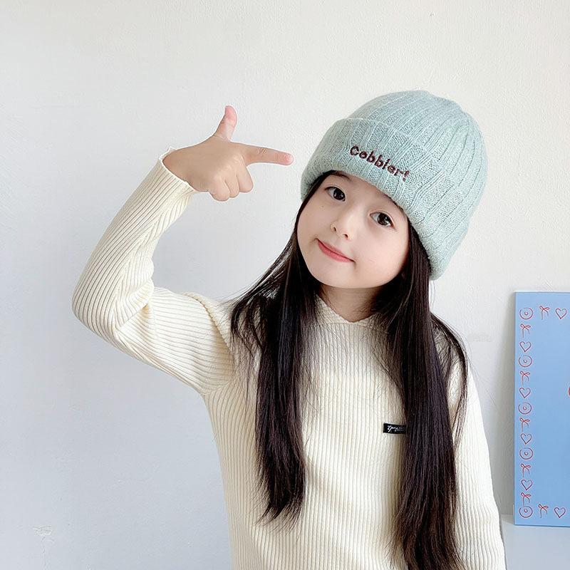 Autumn and Winter New Style English Embroidered Knitted Hat for Boys and Girls Stylish and Versatile Woolen Hat  Simple Ear Protection Hat