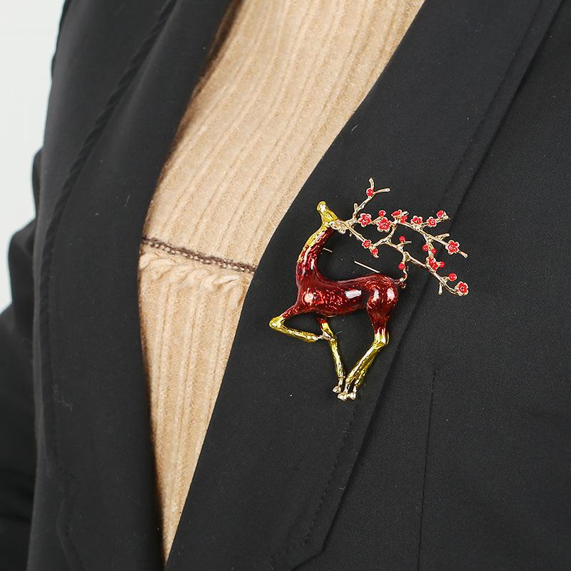 National Style Sika Deer Brooch Female Animal Creative Exaggerated Personality Pin Brooch Temperament Suit Coat Accessories