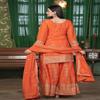 Ensemble Sharara Brodé Orange Tendance