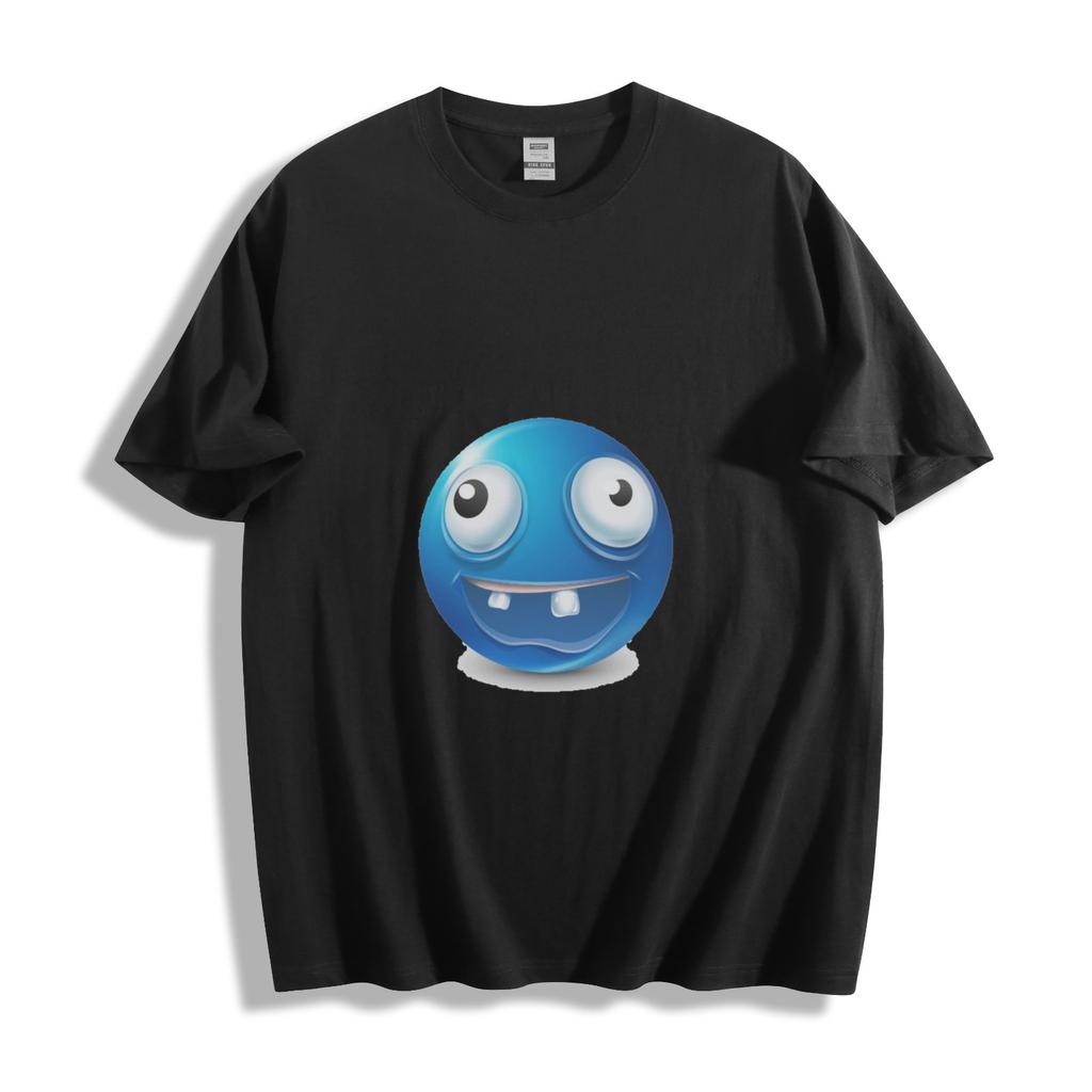 Goofy Blue Emoji Grin T-Shirt Mens Womens Tees Top - Silly and Fun Design Unisex Tee