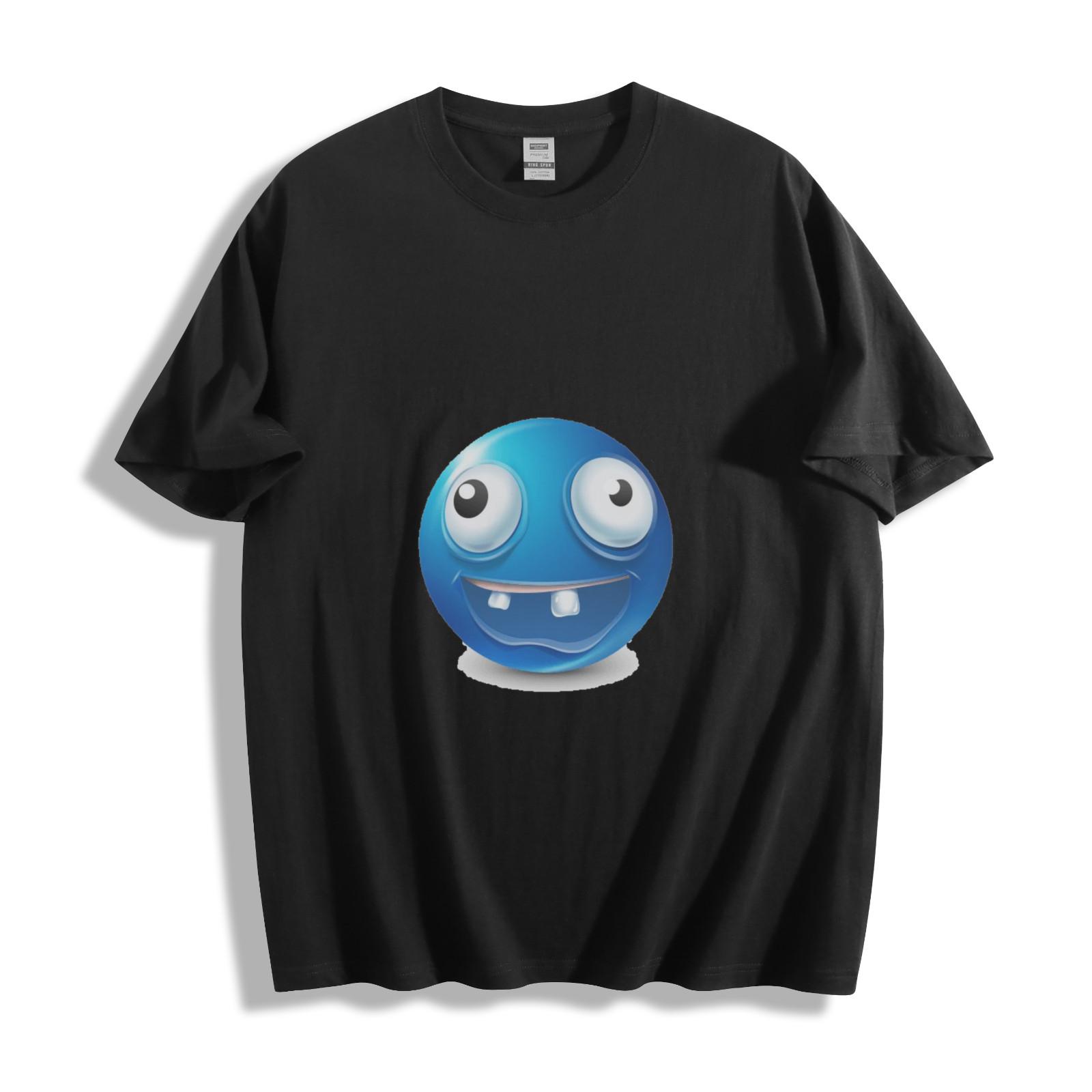 Goofy Blue Emoji Grin T-Shirt Mens Womens Tees Top - Silly and Fun Design Unisex Tee M