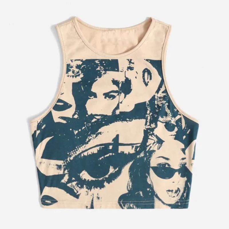 Y2K Character Portrait Print Basic I-shaped Vest Top