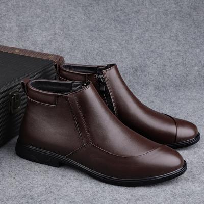 Men Genuine Leather Classic Ankle Boot British Style Casual Leather Antiskid Shoe High Quality Ankle Boot Plus Size36-46