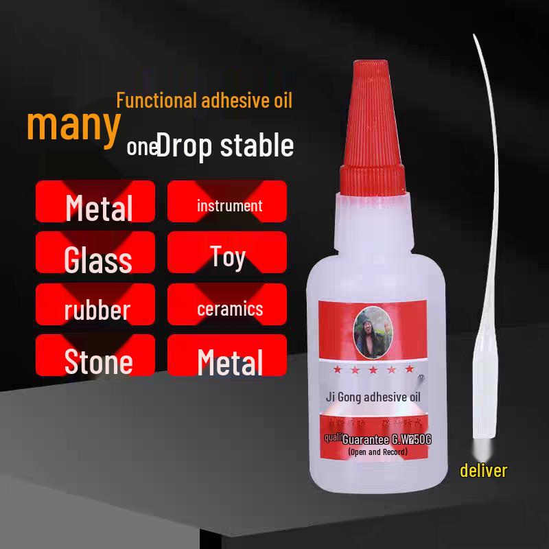 

Ji Gong Adhesive Kit: 50g Glue Oil - 2 Bottles with Free Dropper, for Glass, Tile, Wood, Stone, Rubber, Iron.