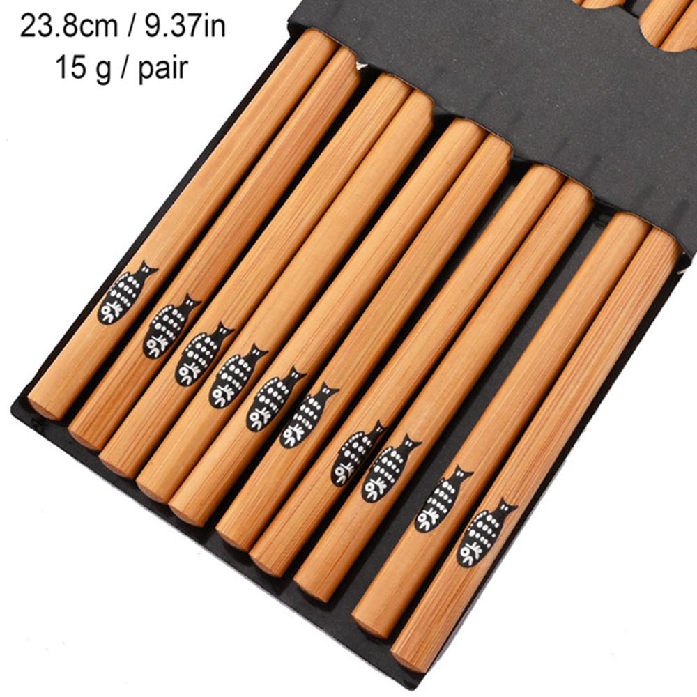 5 Pairs Natural Bamboo Chopsticks Reusable Traditional Handmade Chinese Classic Wooden Chopsticks Sushi Kitchen Tool Hot Pot