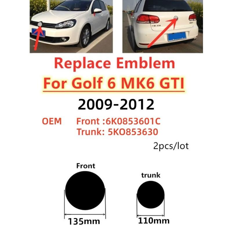 BGK1 GOLF 4 5 6 7 Hot 2026 For VW VOLKSWAGEN 135mm 110mm Car Front Grill Badge Rear Trunk Emblem Lid Logo Car Styling For Golf6 MK6 G