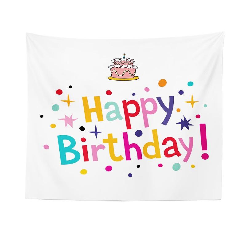 Happy Birthday Hanging Cloth Background Cloth Cute Cartoon Children'S Party Arrangement Decorative Wall Cloth Same Style