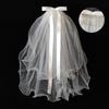 Pearl/Bowknot Long Tulle Marriage Bridal Veil with Fix Hair Comb/Clip for Marriage Wedding Celebration Party Headpieces