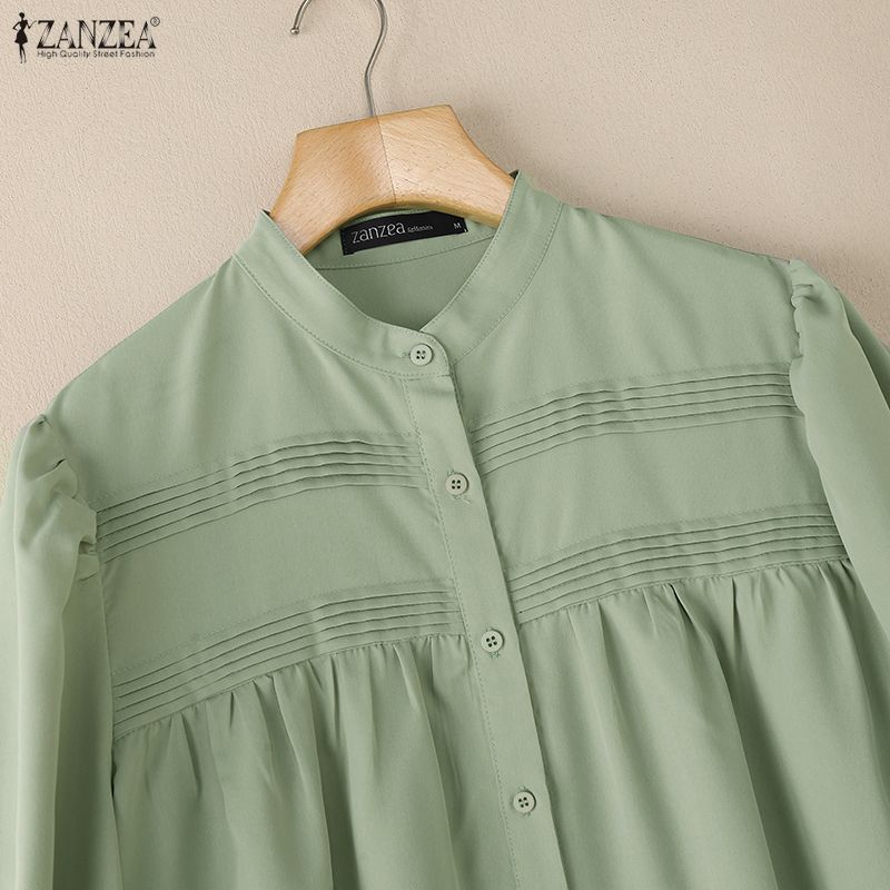 ZANZEA Dámska ležérna blúzka s dlhým rukávom s golierom