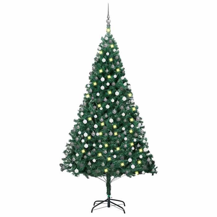 Sapin de Noël artificiel - MAISON EXCLUSIVE - 240 cm - Pré-éclairé LED - Vert - Branches épaisses ajustables