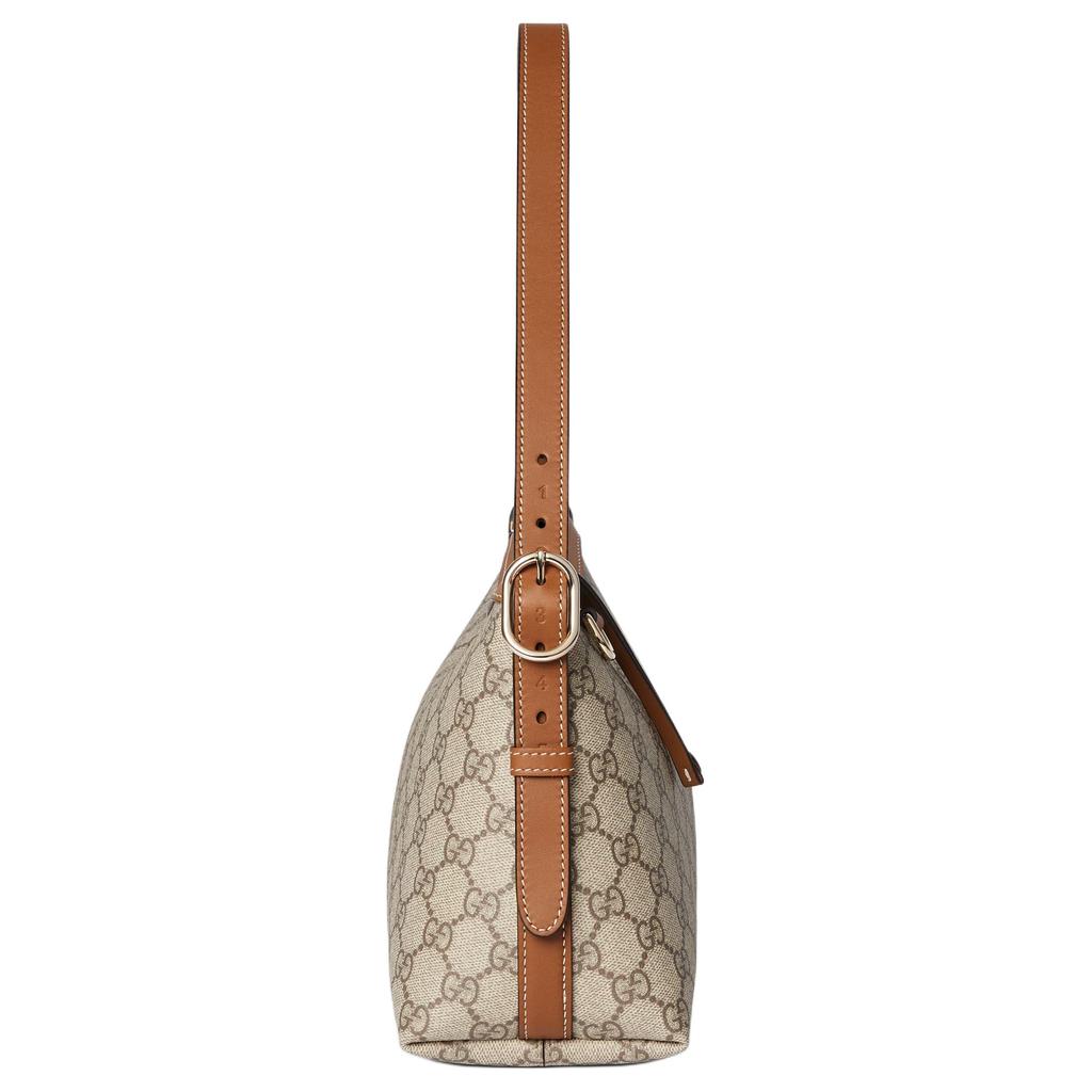 Gucci GG Emblem Light Gold Tone Coated Fabric Medium Shoulder Bag Women Shoulder Bag Beige 847449-FAD6L-9758