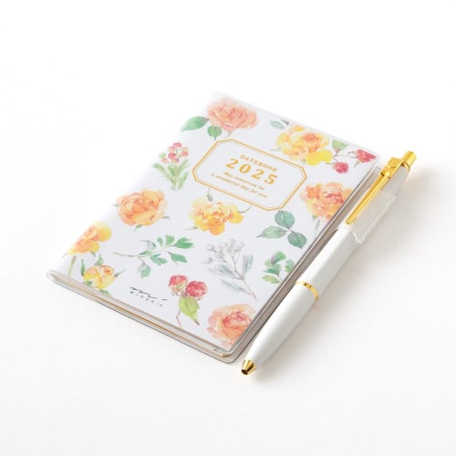 Midori Pocket Diary Notebook 2025 Mini Monthly Country Time Floral Pattern 22294006 (Starting In January 2025)