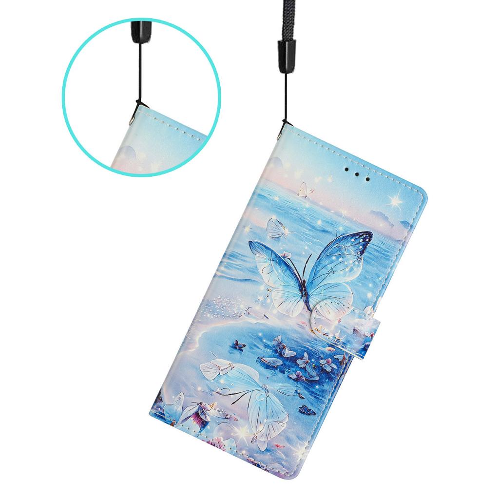 For iPhone 16 Wallet Phone Case PU Leather Flip Cover with Stand Card Holder Painted Design
