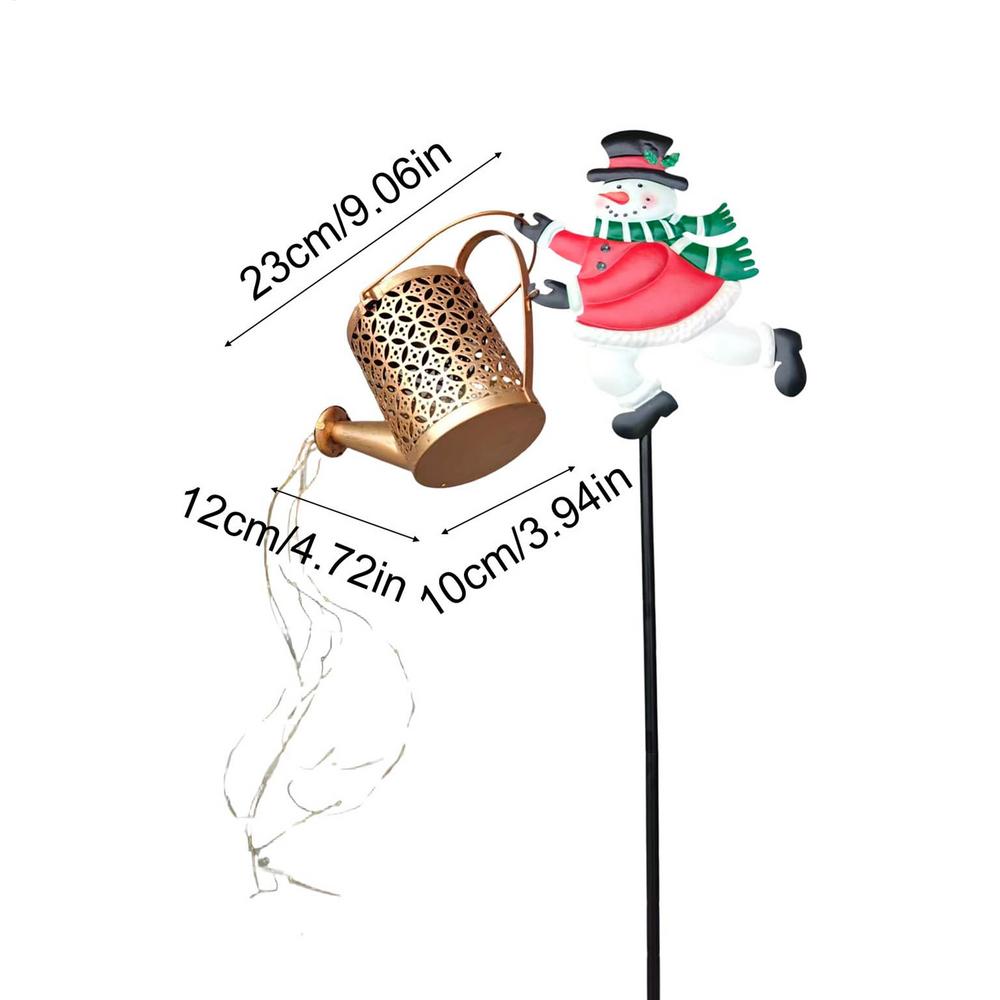 

Solar Watering Can Lights Snowman Design Christmas Outside Decorations Solar Garden Lights for Landscape Lawn Backyards Patio теплим білим кольором