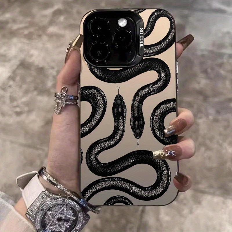 IMD Black Long Snake Eye Pattern Case For iPhone 11 Cases iPhone 16 Pro Max 12 13 14 15 15Pro Aesthetics Phone Case Cover Funda