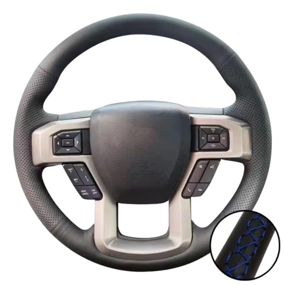Braid Perforated Artificial Leather King Ranch Lariat Platinum XL XLT 2015-2017 Volant Steering Wheel Cover For Ford F-150