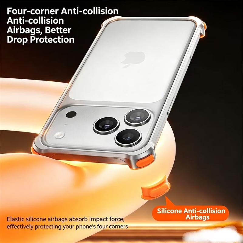 Luxury Metal Aluminum Alloy Frame Lens Protective Phone Case For iPhone 17 16 15 14 13 Pro Max Silicone Lining Shockproof Bumper
